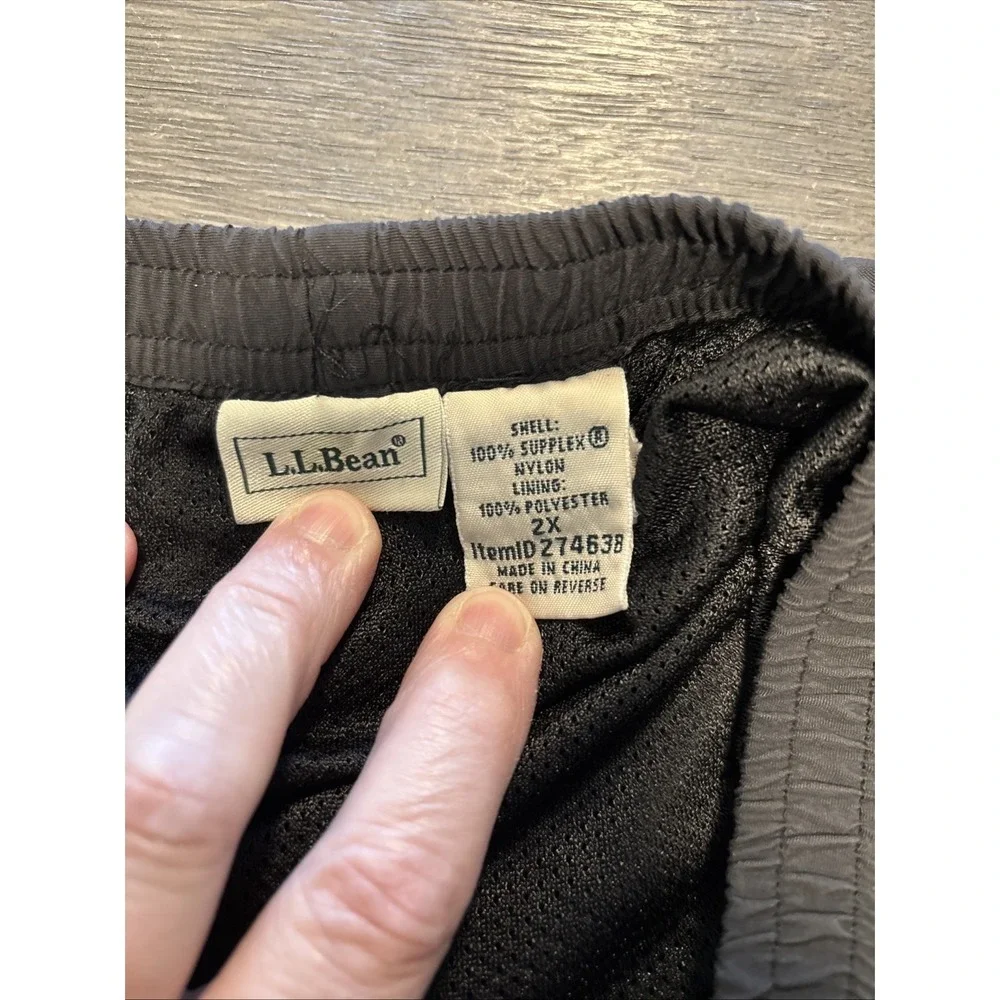 Men's‎ LL Bean 2XL Gray Mesh Lined Swim Trunks Shorts Side Pockets